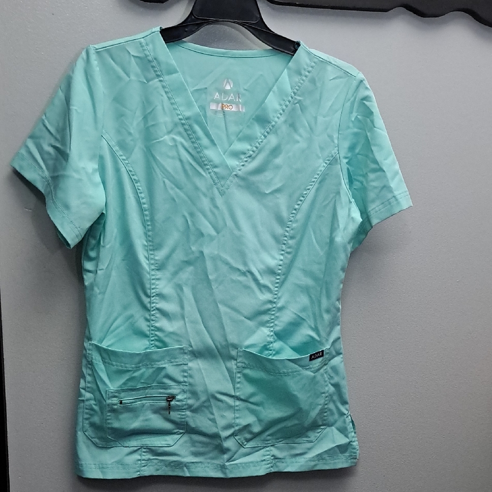 Adar Pro Women's Light Blue V-Neck Short Sleeve Scrub Top